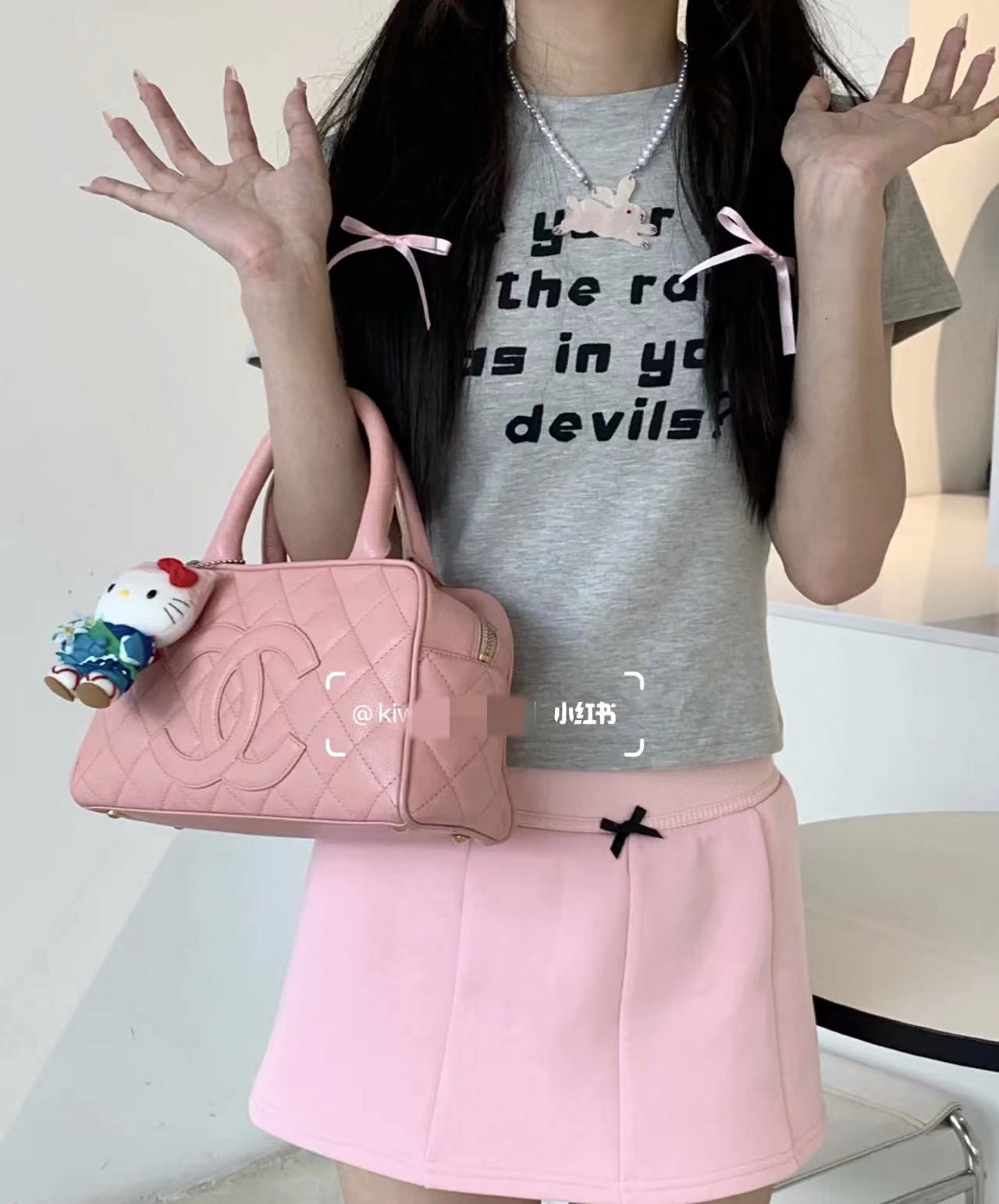 小香家-Chanel Vintage 中古保齡球包 粉色