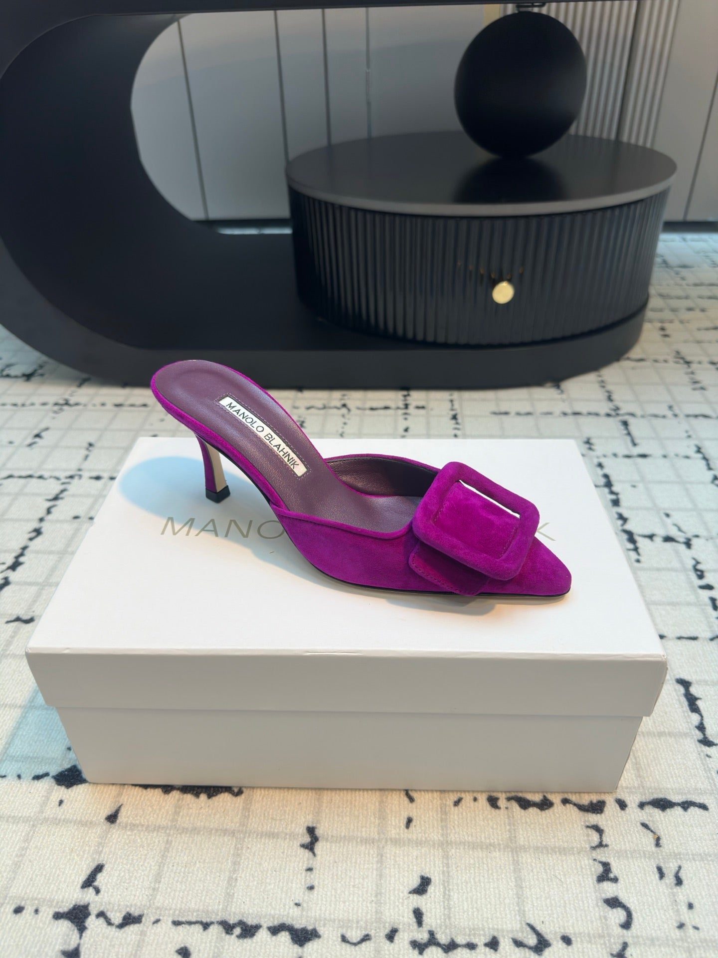 Manolo Blahnik-2024 高跟拖鞋 紫色