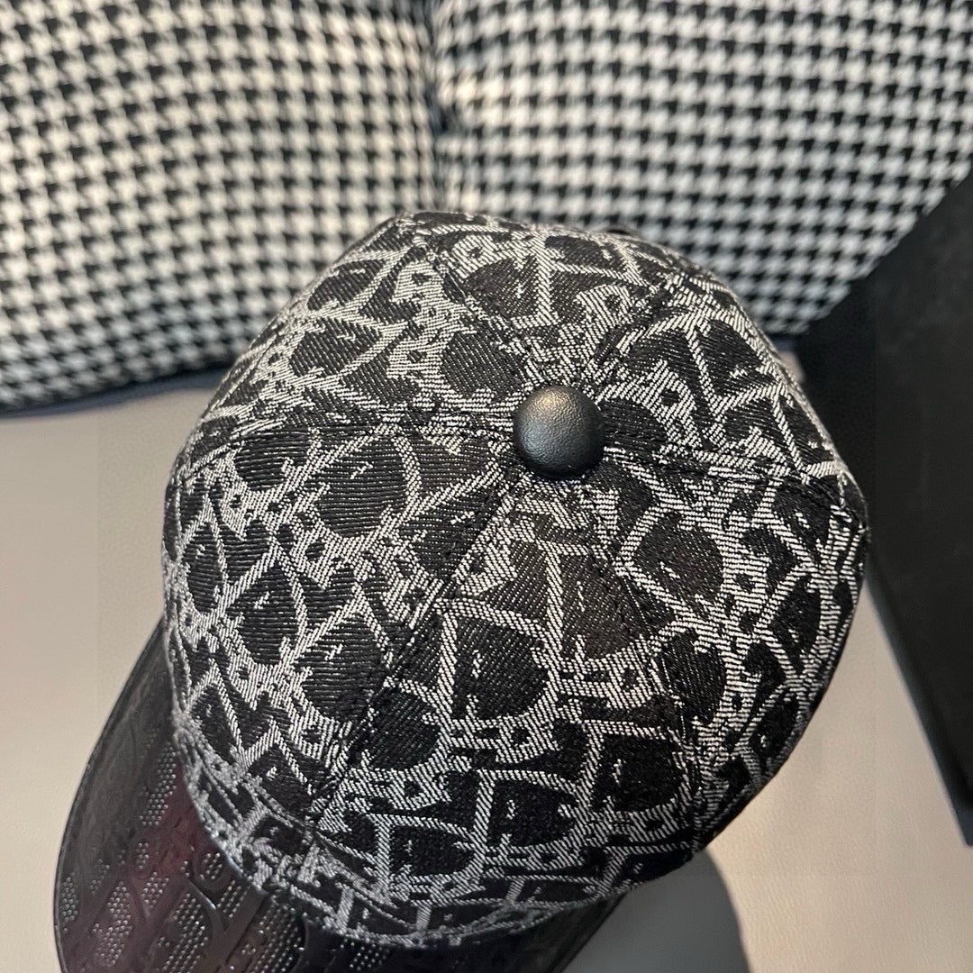 迪D家-新款老花復古拼皮棒球帽 黑色