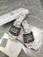 迪D家-2024花刺繡 低跟拖鞋 白色