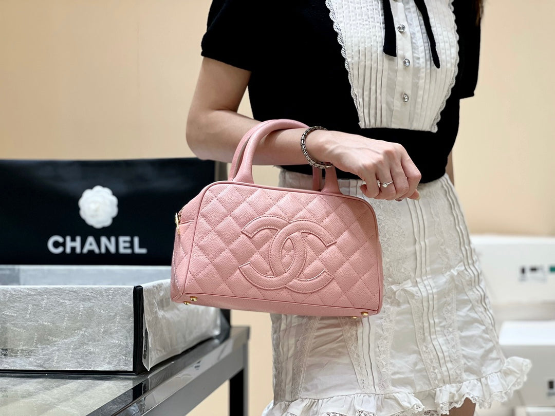 小香家-Chanel Vintage 中古保齡球包 粉色