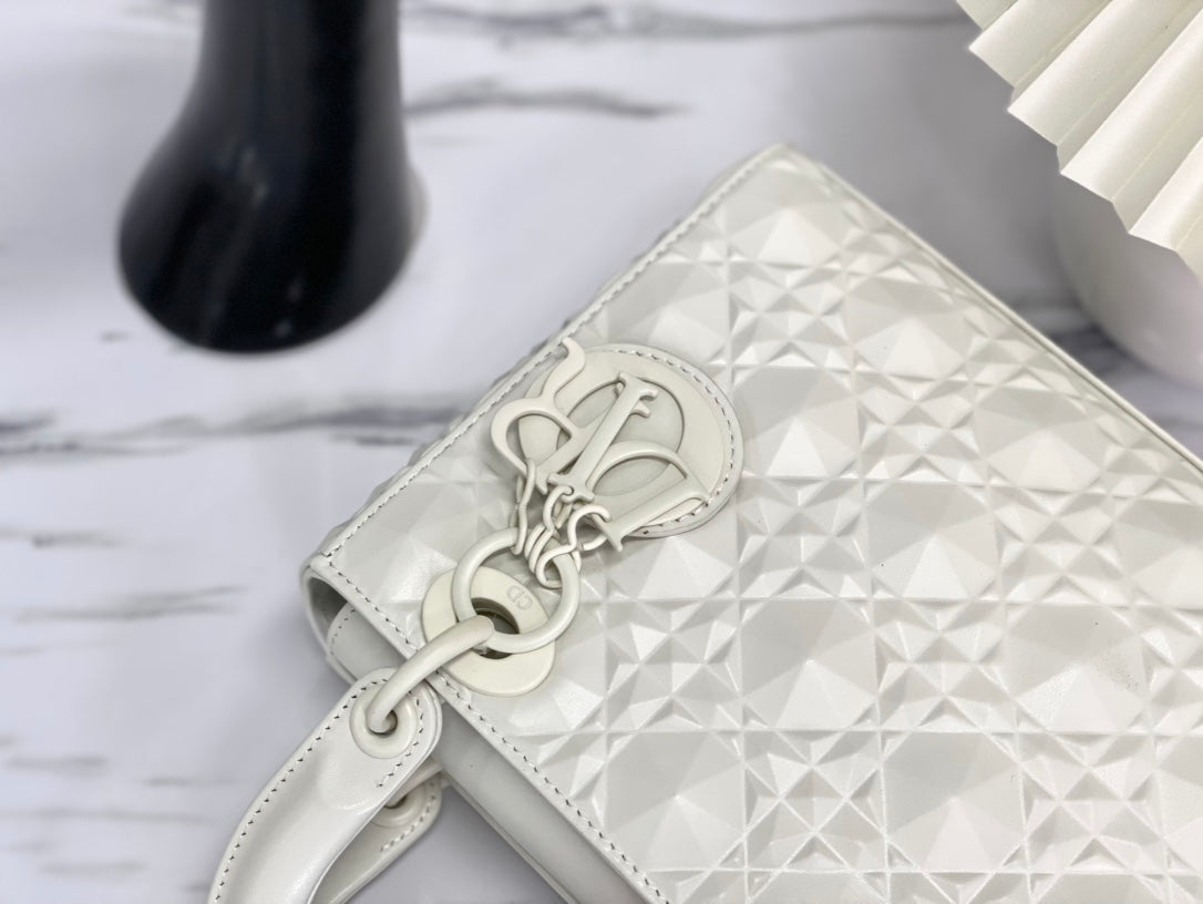 迪D家-Lady dior myABC 啞光牛皮 白色 小號