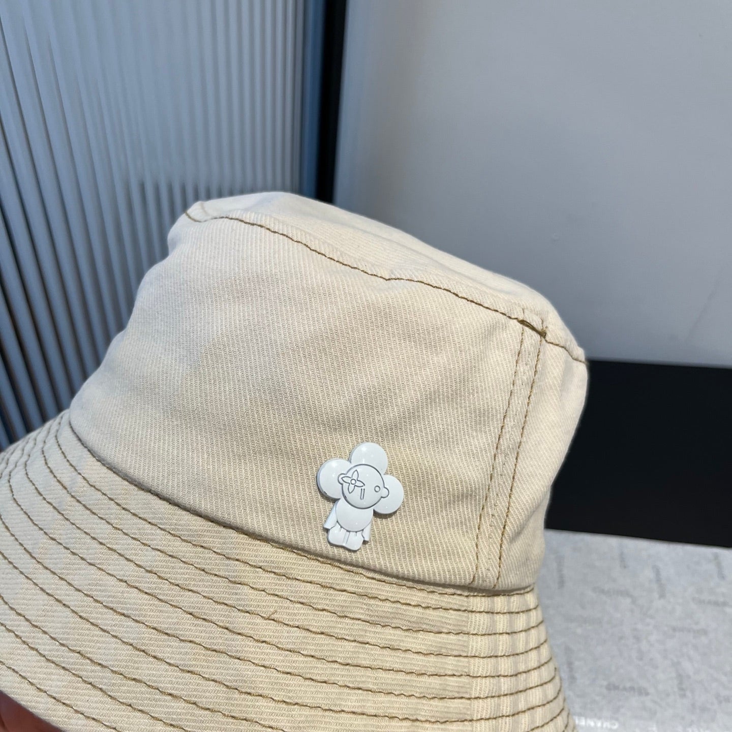路L家-漸層漁夫帽 米白