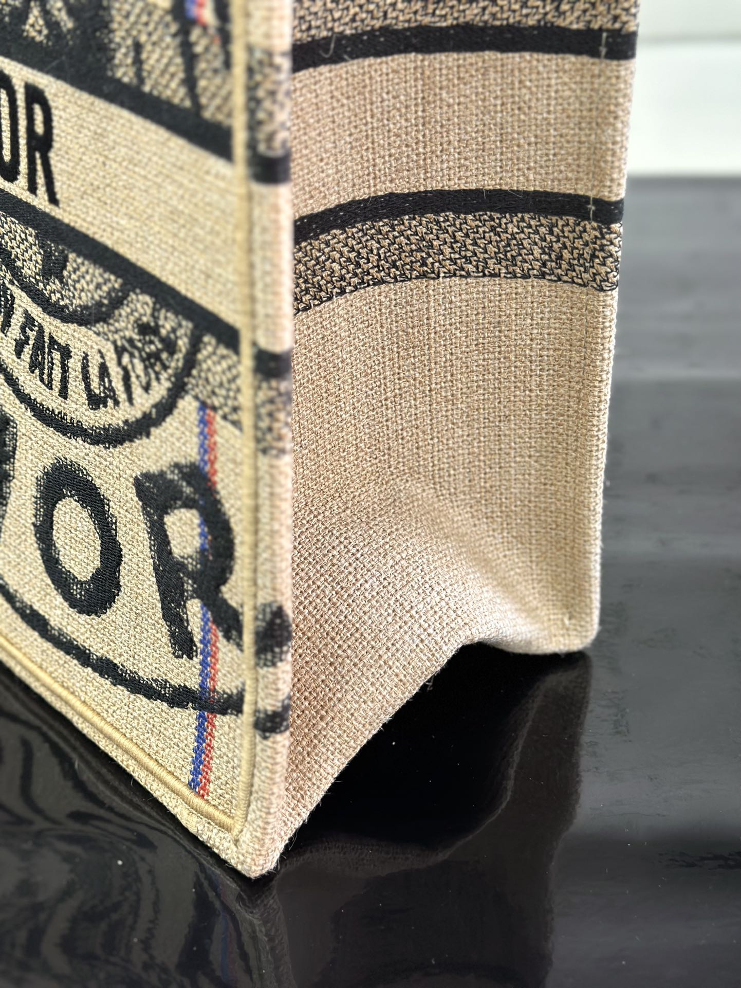 迪D家-大號book托特包 麻色刺繡