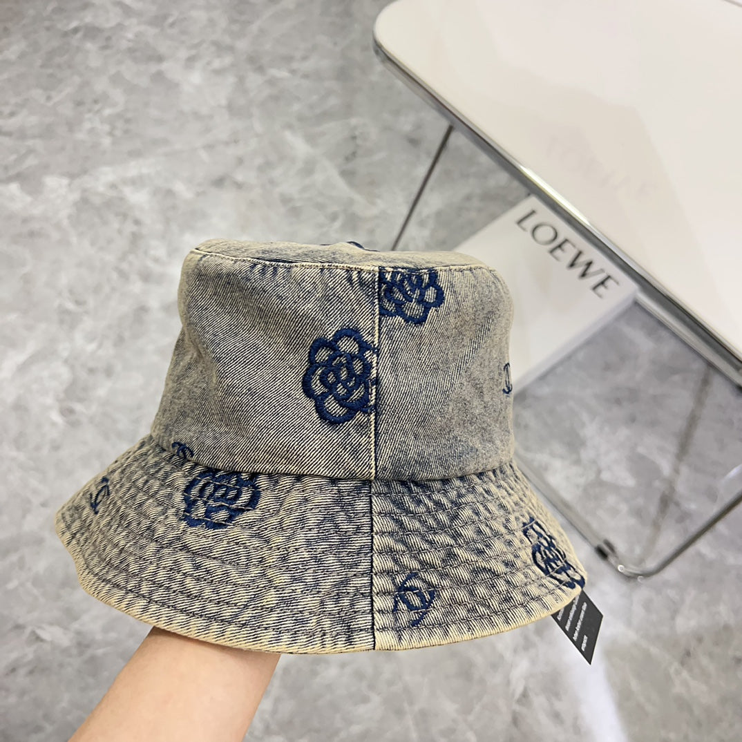 小香家-個性刺繡牛仔漁夫帽 灰色