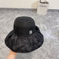 小香家-2024新款大沿棉麻綁帶漁夫帽 黑色