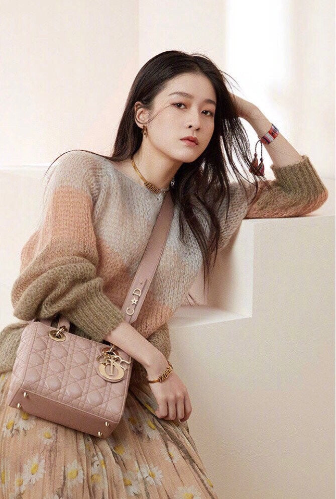 迪D家-Lady 戴妃四格系列 粉杏色金扣 小號