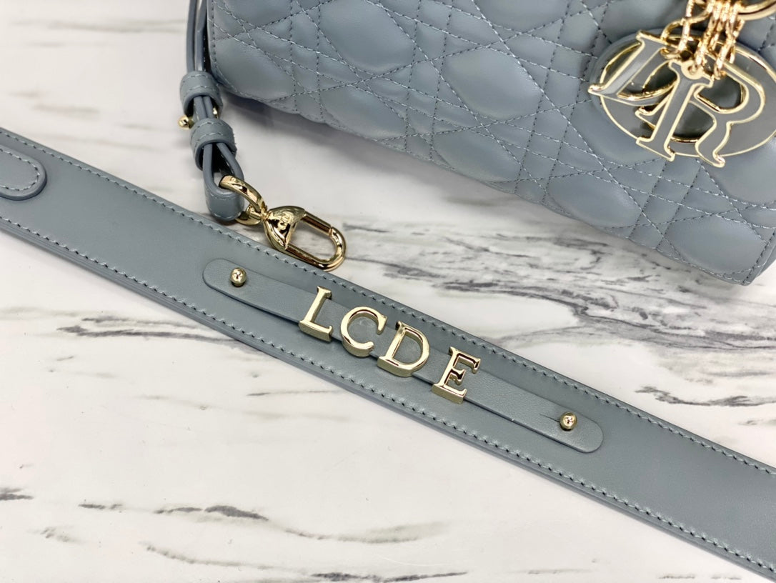 迪D家-Lady dior myABC 羊皮天藍色金扣 小號