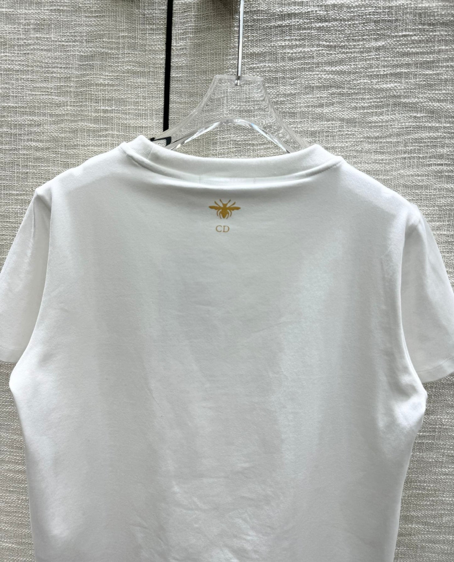 迪D家-2403 24春夏最新重工燙鑽印花短袖T 白色