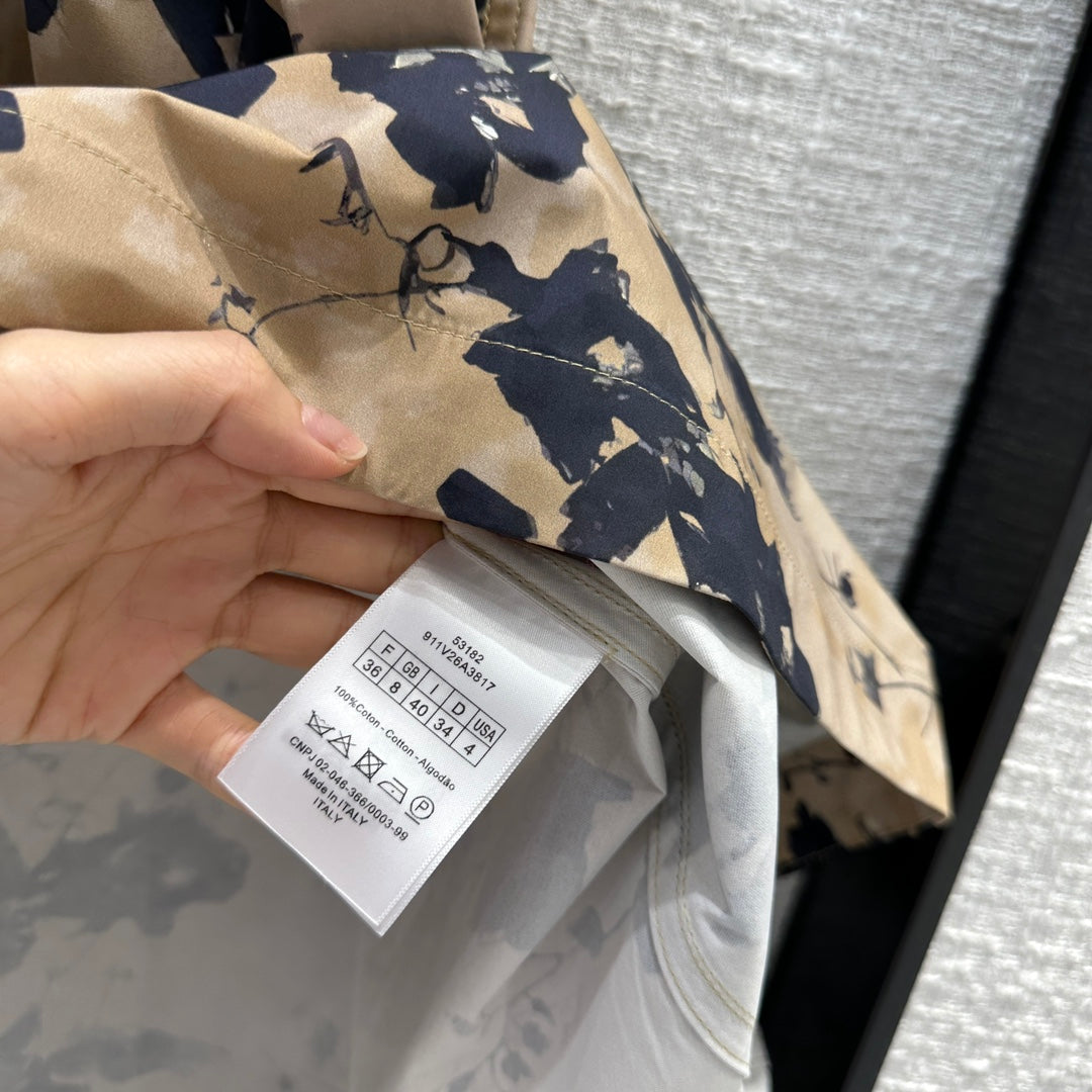 迪D家-2403 新品黑色花卉卡其半身裙