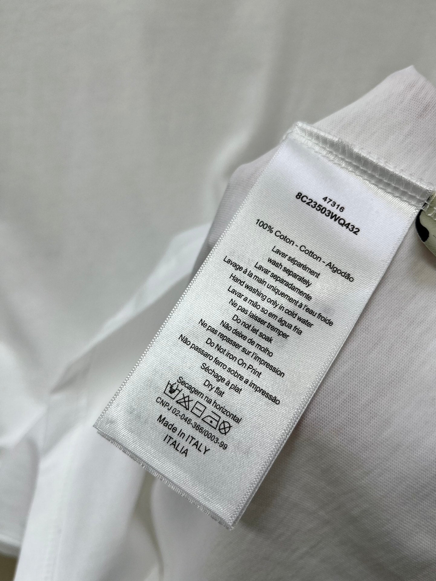 迪D家-2403 撞色刺繡短袖TEE 白色