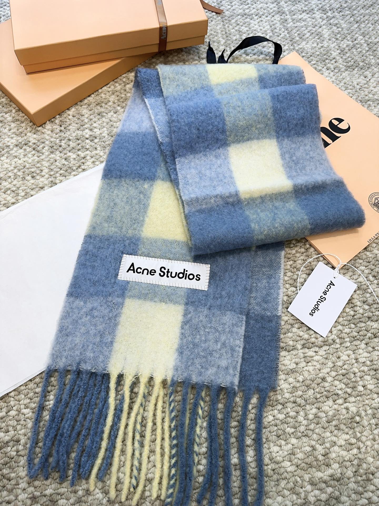 ACNE-2024彩虹圍巾 28*250 藍