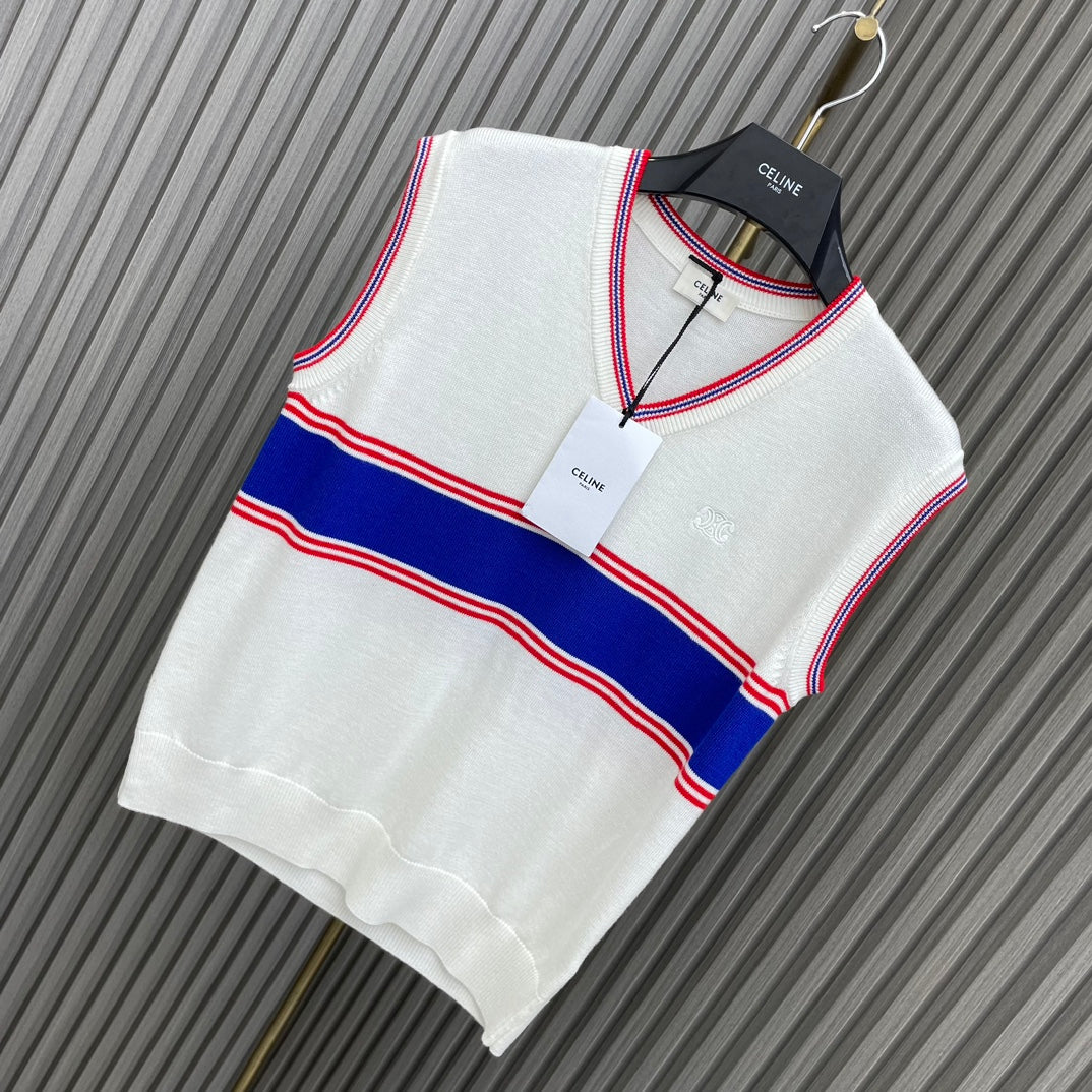 賽C家-2404 24新品上架撞色刺繡針織馬甲