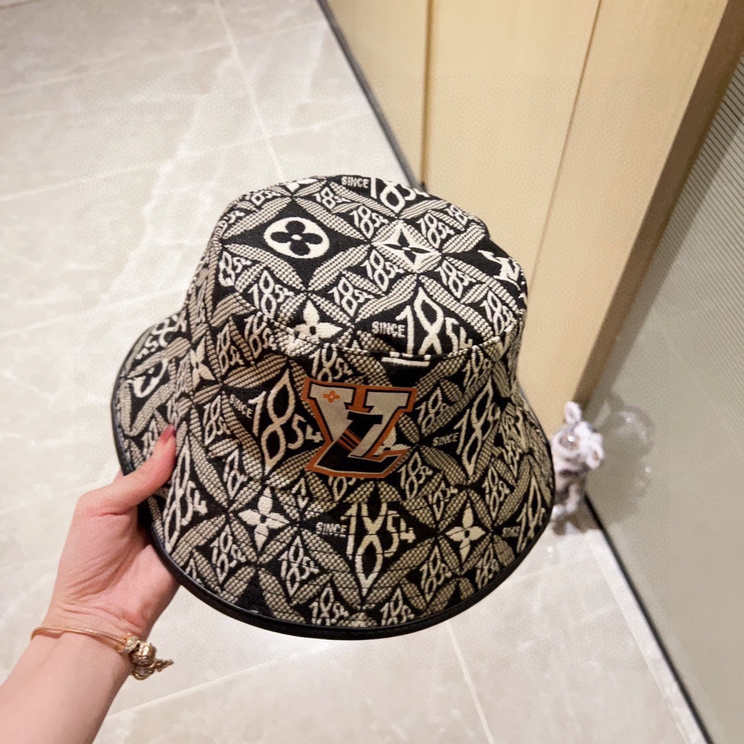 路L家-2023春夏新款 刺繡漁夫帽 黑色