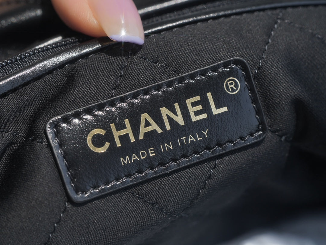 小香家-Chanel 22號手袋 黑金色中號