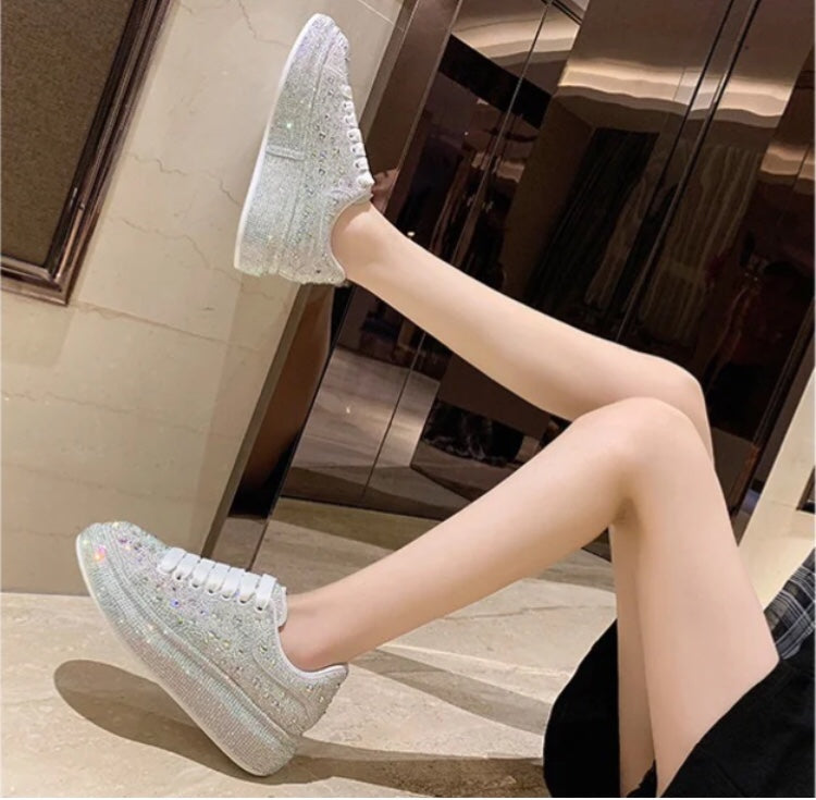 麥M昆-經典小白鞋 銀色大鑽款