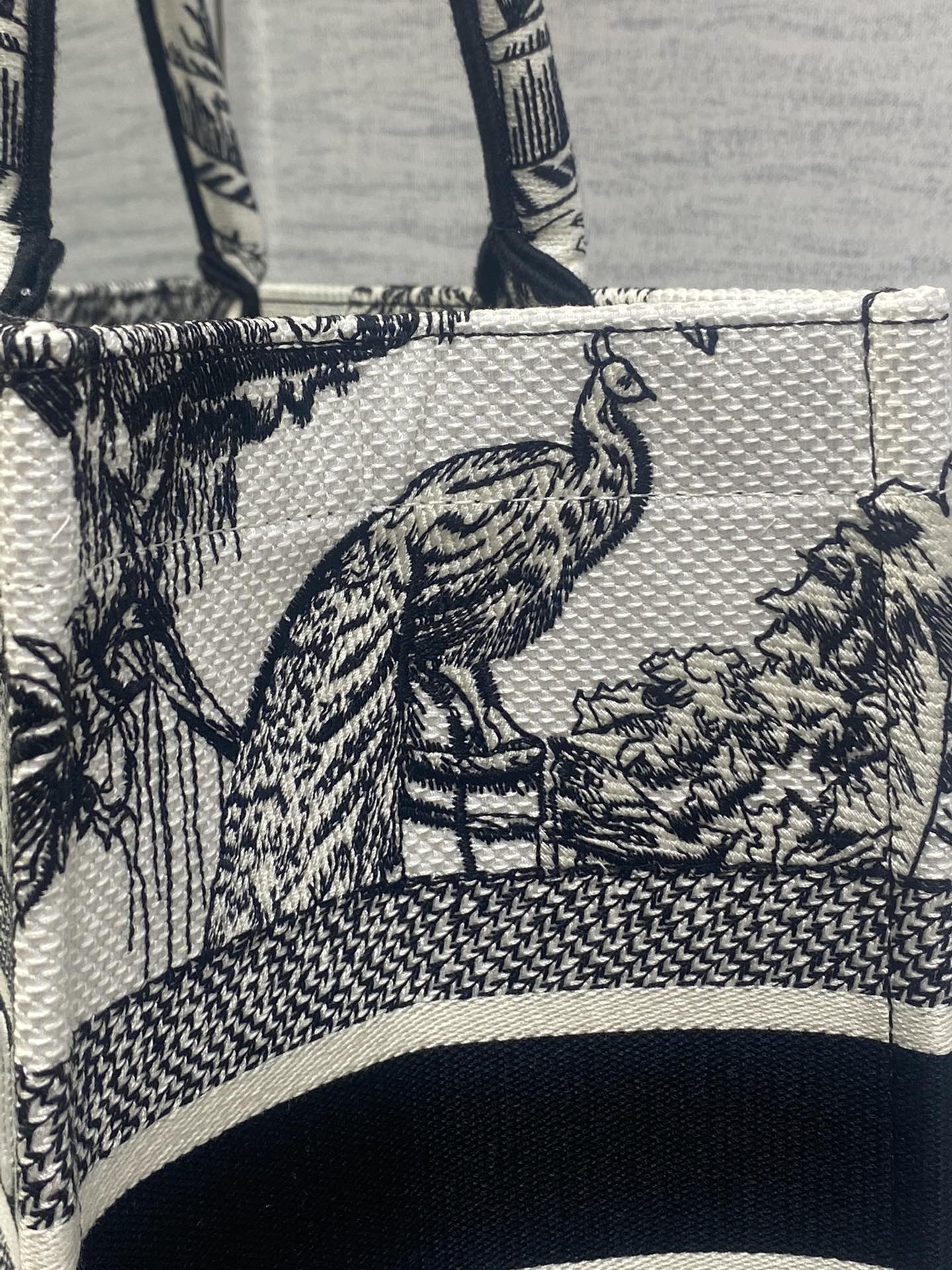 迪D家-Book Tote 2023春夏系列 老虎刺繡 白色 中號