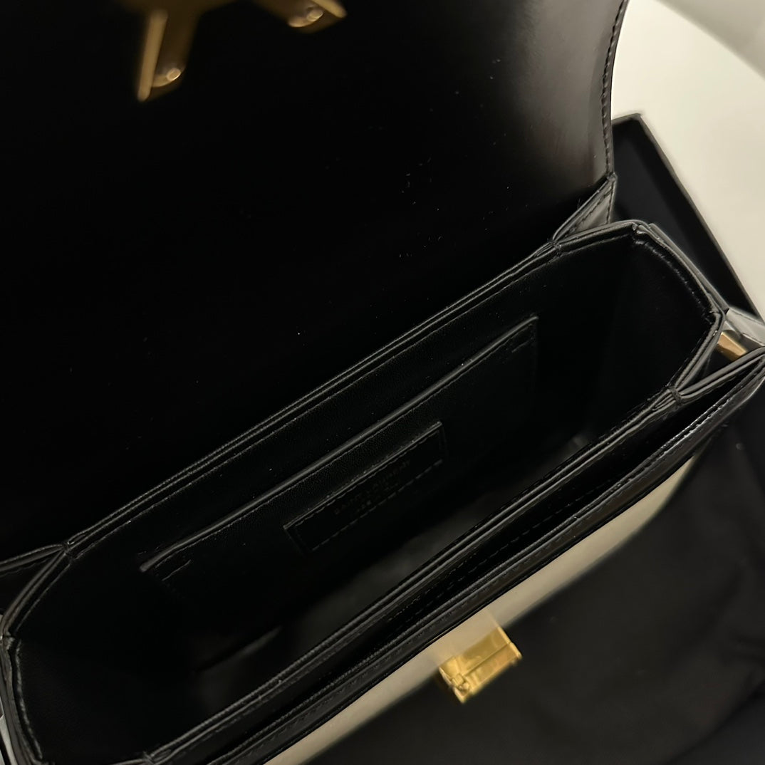 聖Y羅-BOX SAINT LAURENT 豆腐包 小號 黑拼白色