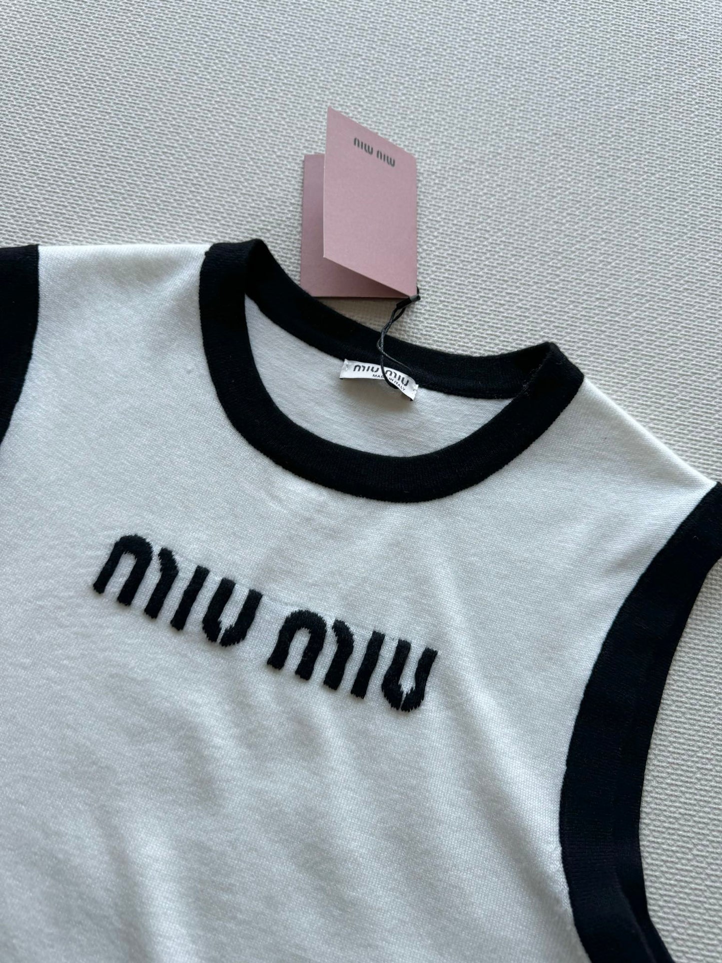 穆M家-2404 24SS春夏新款拼色短背心 白色