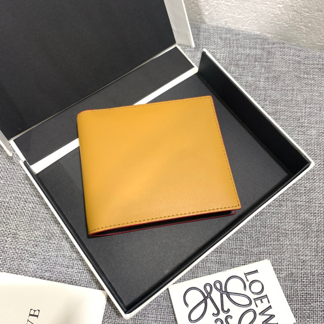 羅L威-Brand bifold wallet系列男士對折短夾 黃色