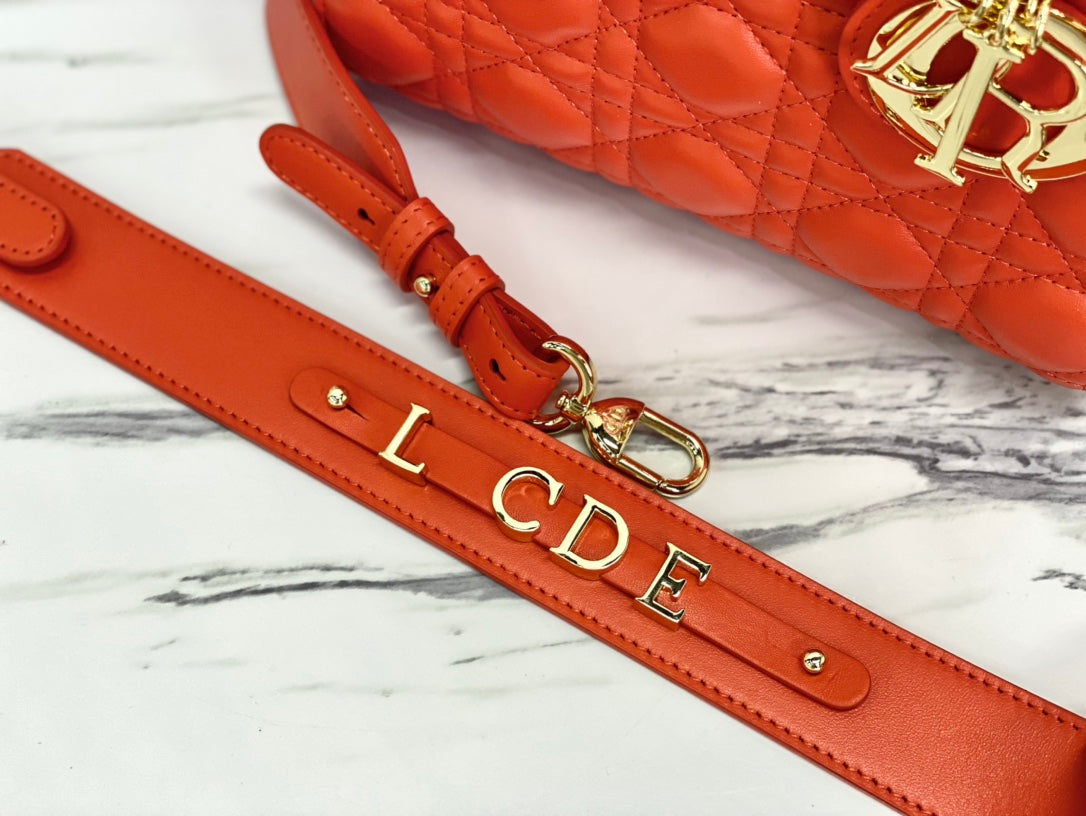 迪D家-Lady dior myABC 羊皮桔紅金扣 小號