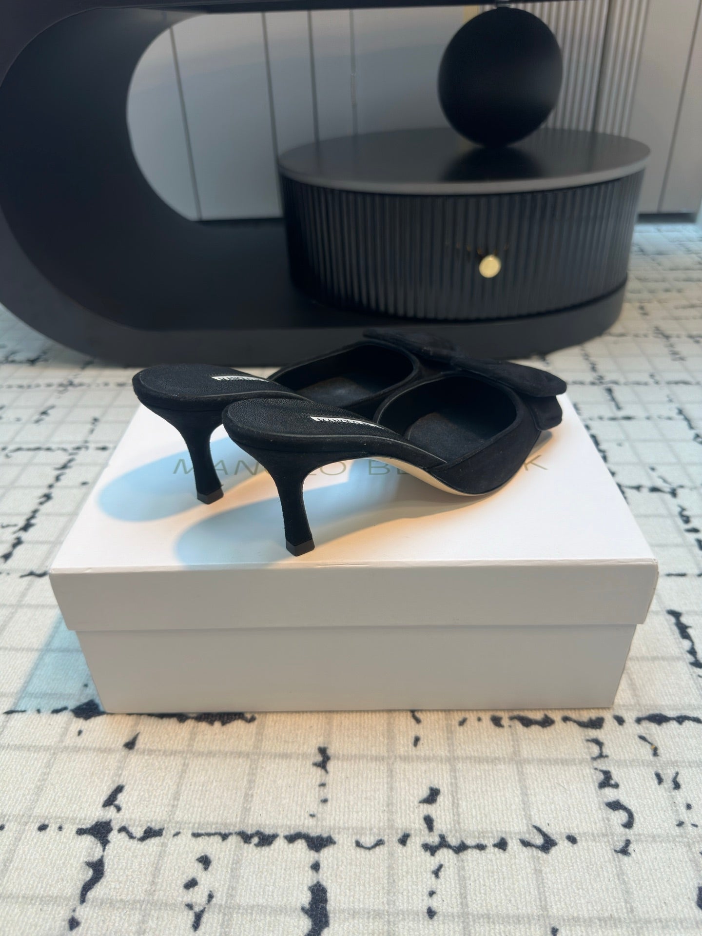 Manolo Blahnik-2024 高跟拖鞋 黑色