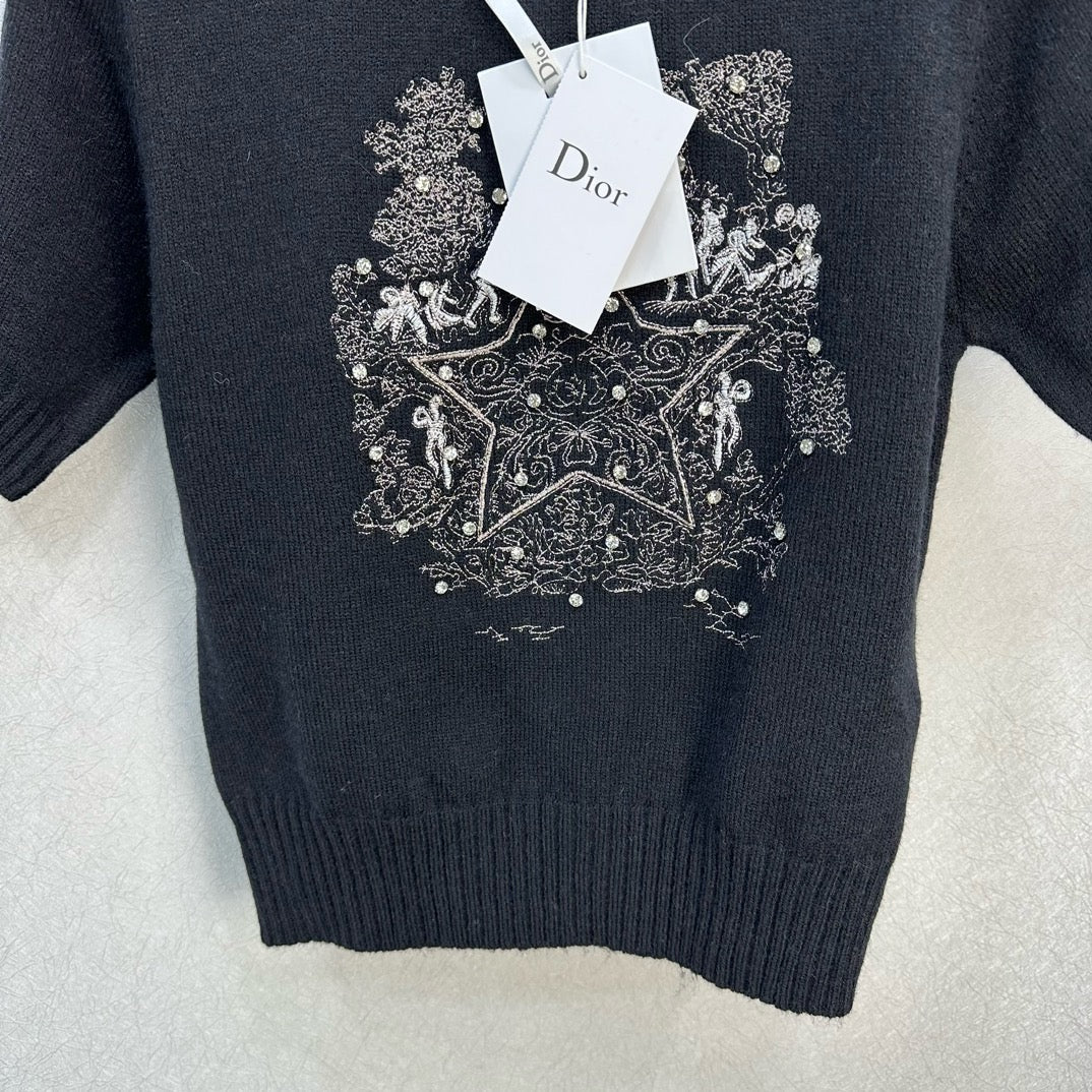 迪D家-2403 24早春新款重工刺繡圓領毛衣