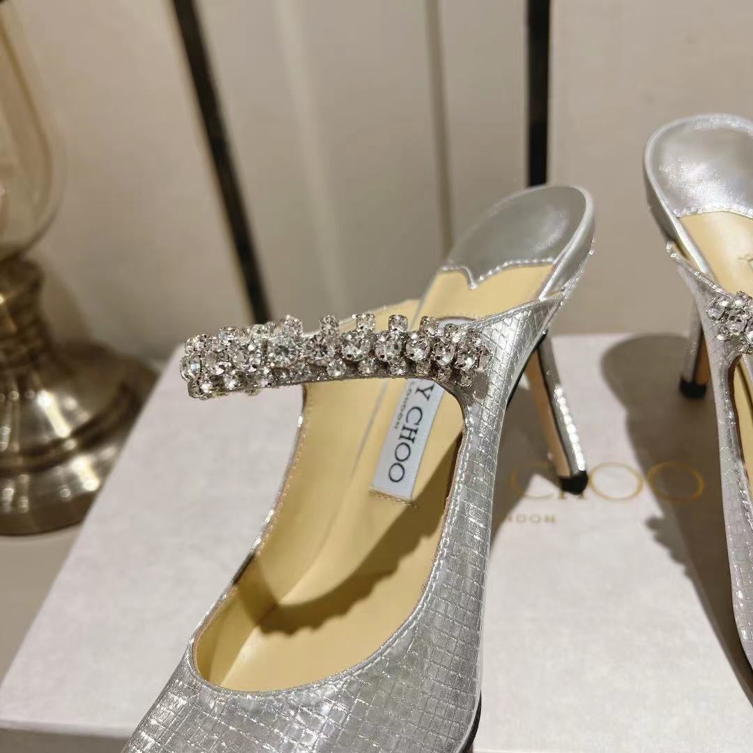 JC傑米-巴黎櫥窗定制款 Blingbling高跟拖鞋 10CM 銀色