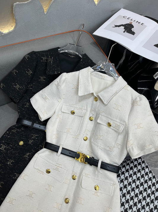 賽C家-2403 24SS春夏新款翻領洋裝 黑色
