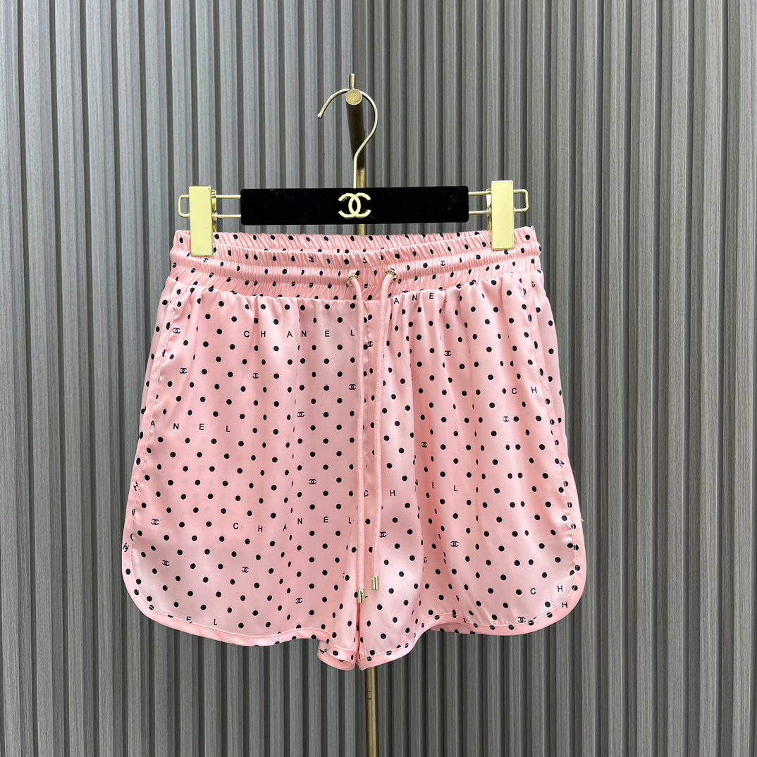 小香家-2404 24新品上架波點襯衫短褲套裝 粉色