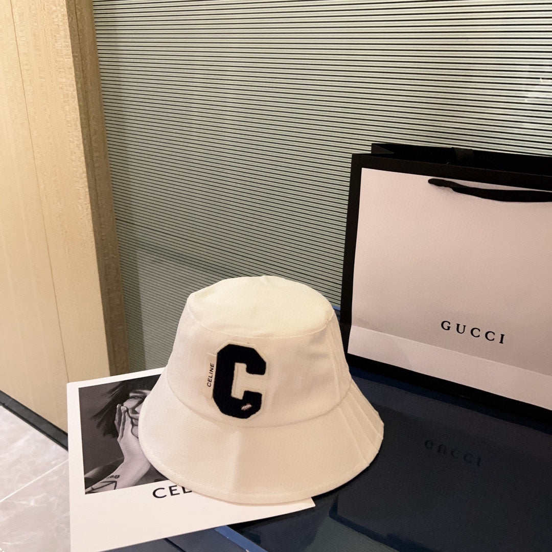 賽C家-2023早秋新款 不規則C字漁夫帽 白色