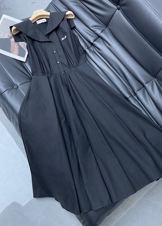穆M家-2404 24新品上架海軍披肩背心長裙 黑色