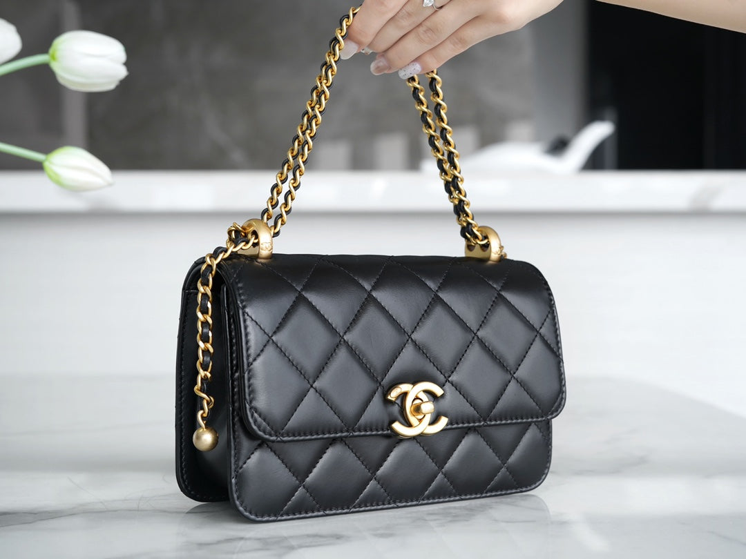 小香家-Chanel 24c雙金球 CF Mini19 黑色