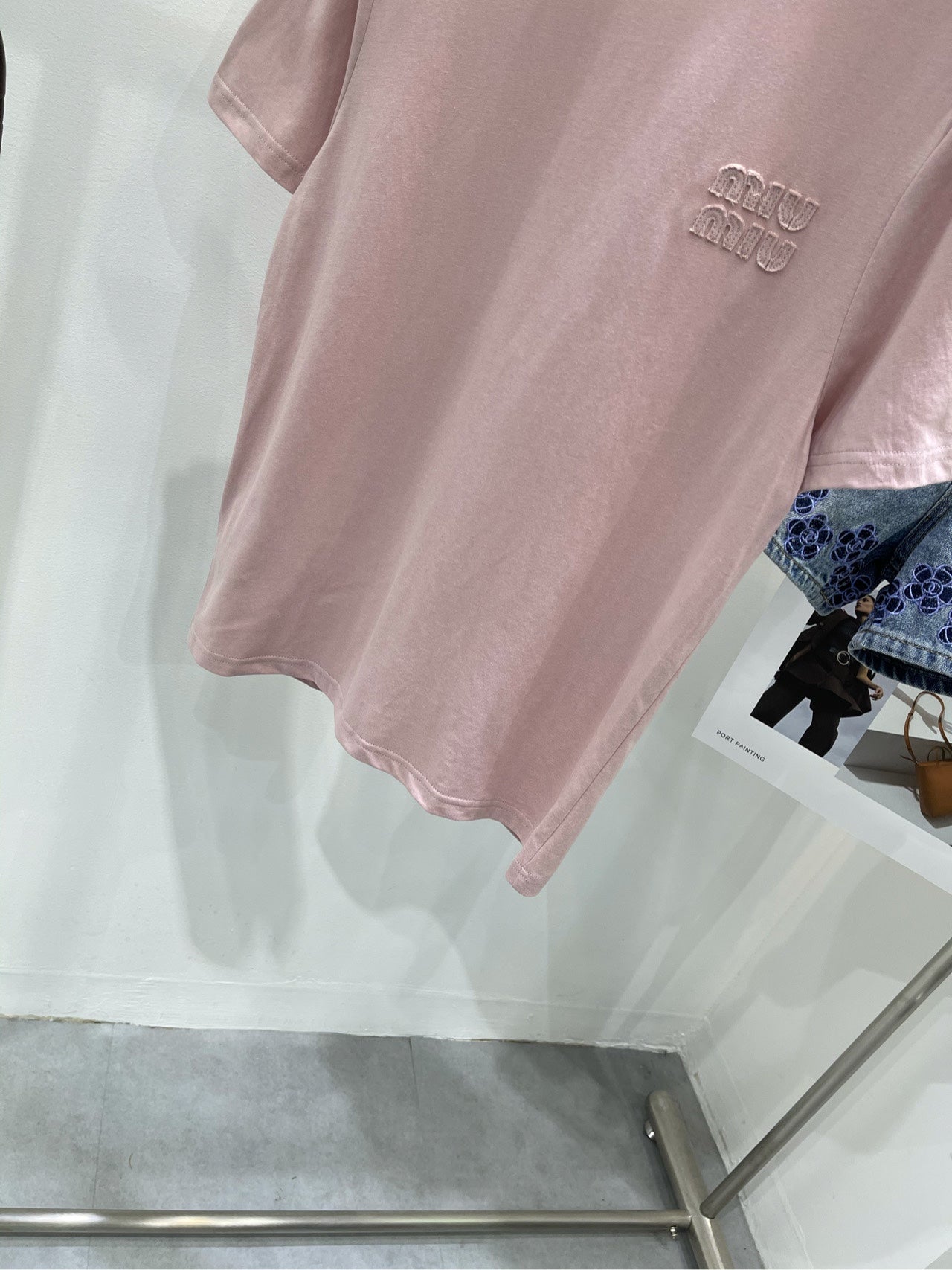 穆M家-2404 粉色貼布字母短袖T