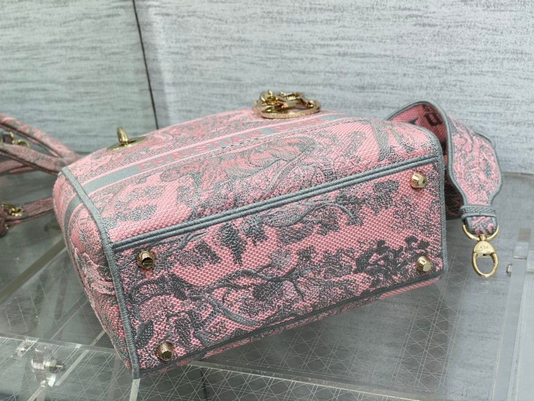 迪D家-Lady Sauvage茹伊印花刺繡系列 粉灰色 24cm