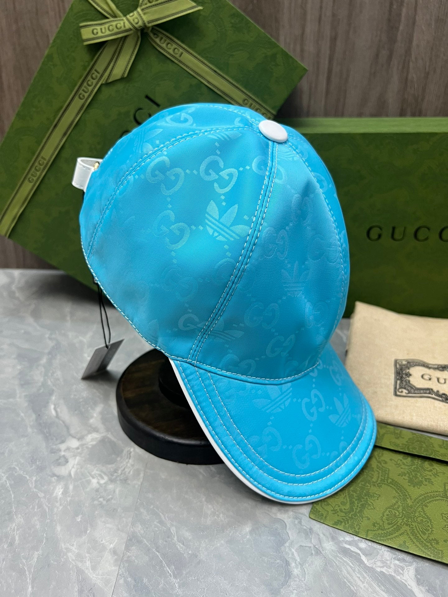 古G家-聯名款防水材質老花棒球帽 藍色