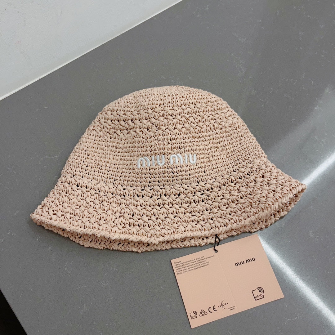 穆M家-2023春夏新款 手工鉤織漁夫帽 粉色