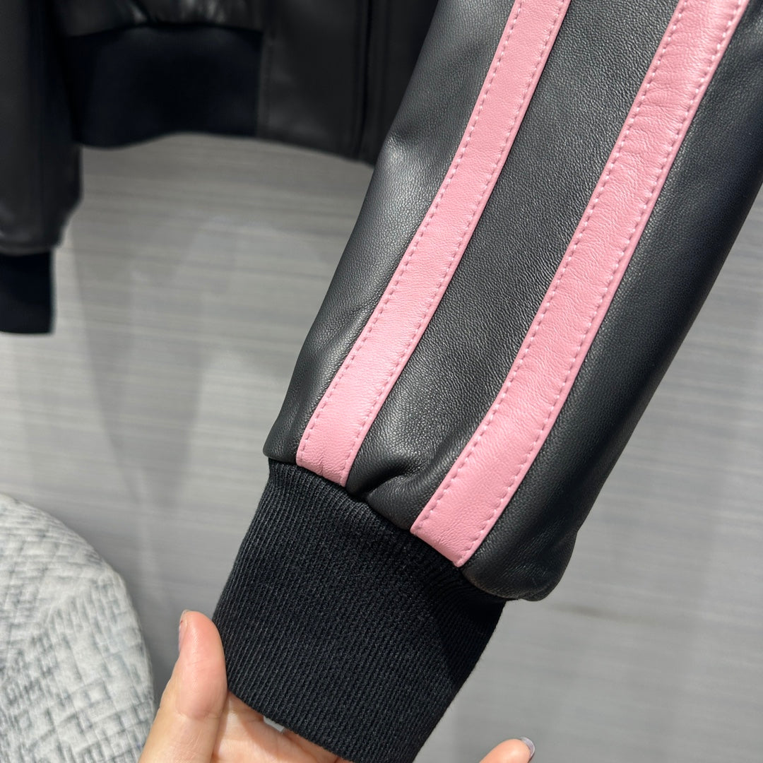 賽C家-2403 24春夏新品立領粉邊真皮外套