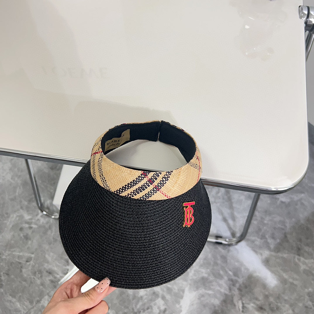 巴B家-2024夏季新款 經典格紋遮陽帽 黑色