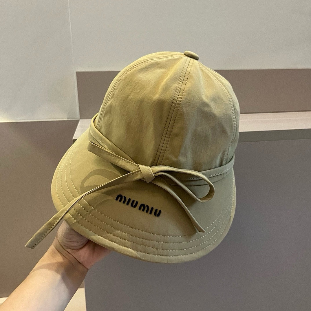穆M家-新款蝴蝶結遮陽帽 卡其色