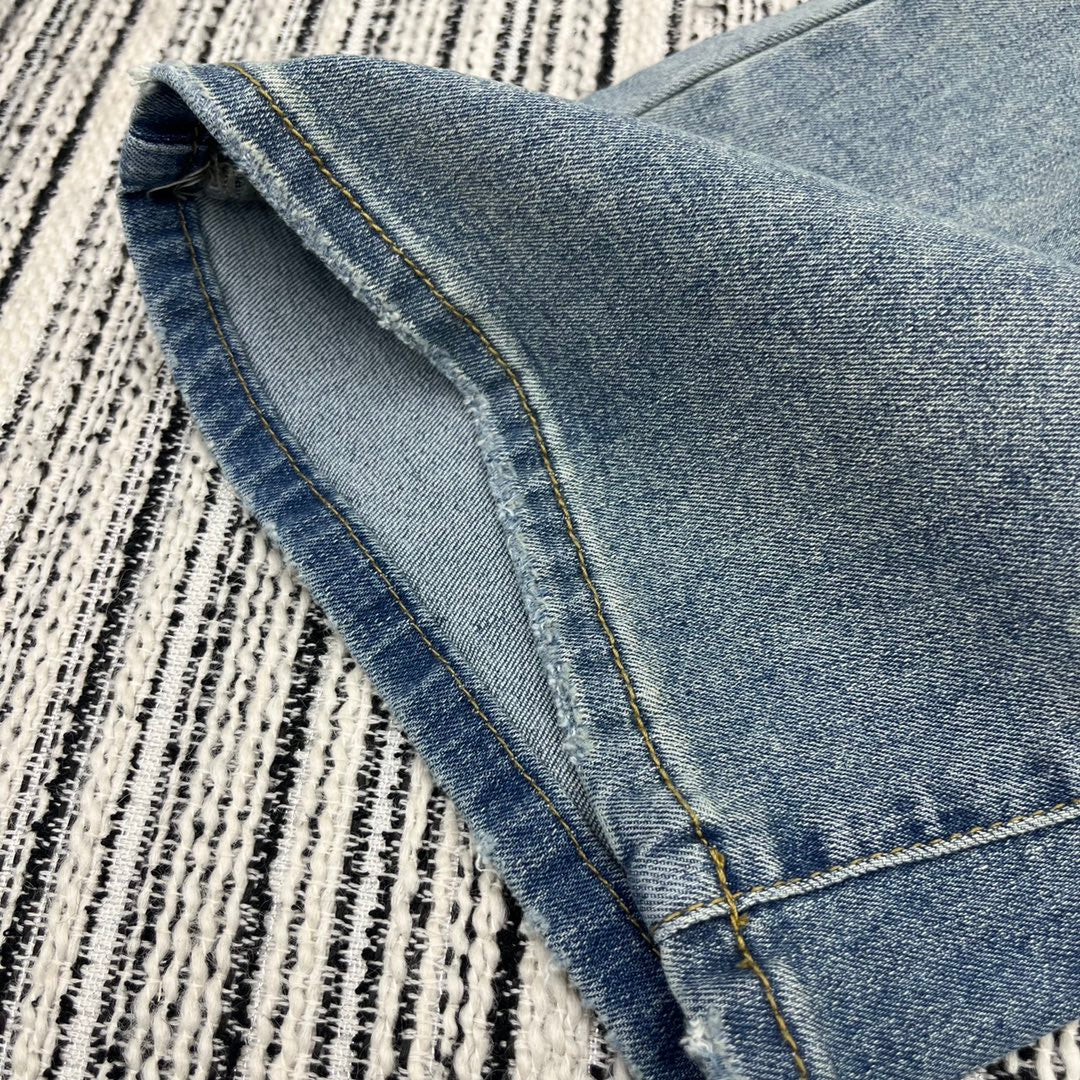 小香家-2403 24年早春新款刺繡logo字母喇叭牛仔長褲