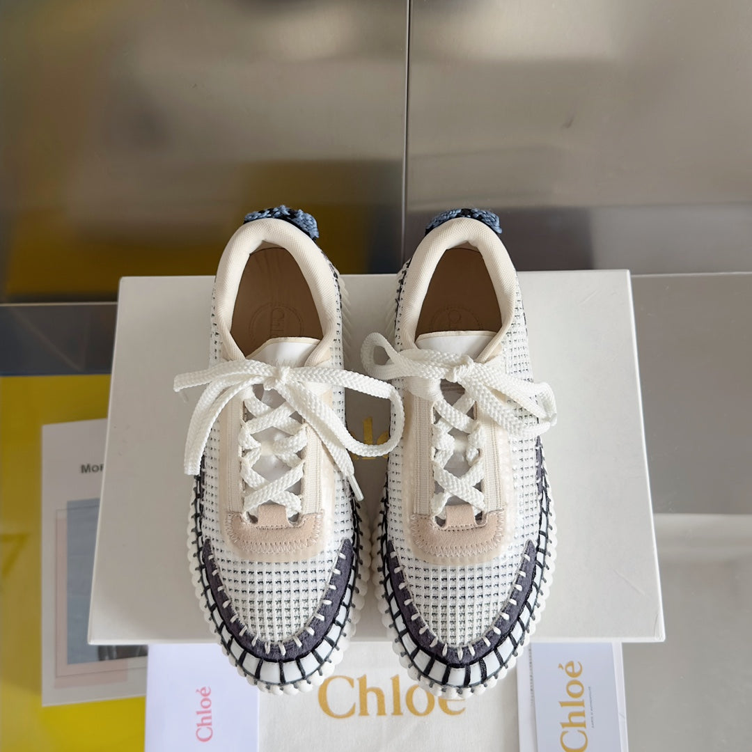 克羅C-Nama sneaker彩虹系列 網面拼色休閒運動鞋 白紫色