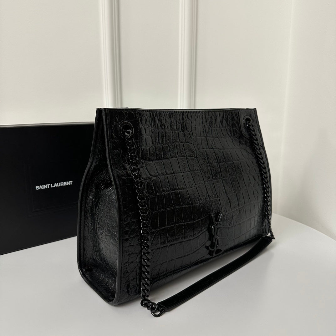 聖Y羅-Niki Shopping Bag 鱷魚紋 黑色