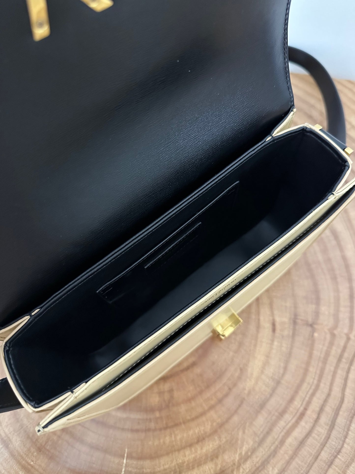 聖Y羅-BOX SAINT LAURENT 豆腐包 大號 黑拚杏色