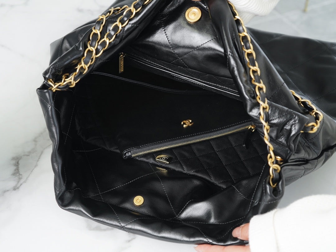 小香家-Chanel 22號手袋 黑金色大號