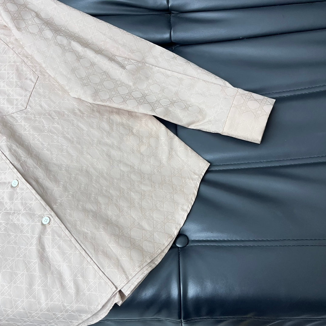迪D家-2403 24新品上架藤格紋刺繡襯衫 橘色