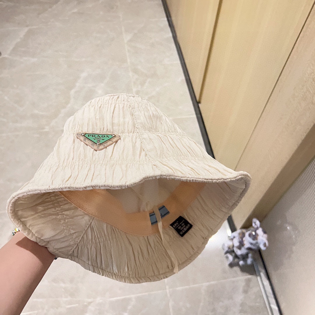 普P家-2023新款抓皺漁夫帽 白色