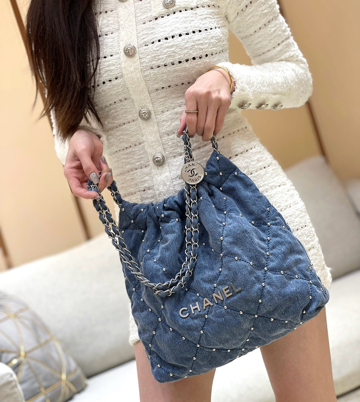 小香家-24S 22系列 鉚釘牛仔包 中號