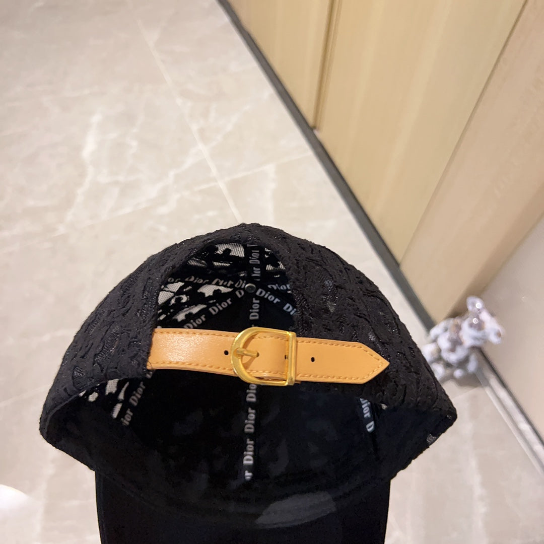迪D家-2023春夏新款 皮帶卡扣棒球帽 黑色