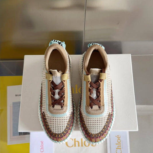 克羅C-Nama sneaker彩虹系列 網面拼色休閒運動鞋 咖色